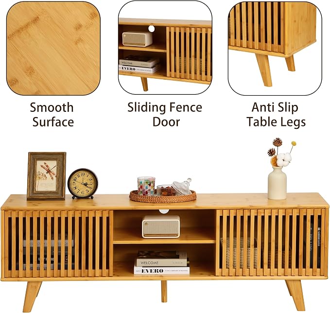 Bamboo TV Stand for TVs up to 65", Accent Entertainment Center - Image 7