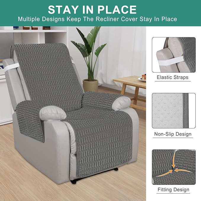 Foxdecor Recliner Chair Covers, Recliner Cover Non-Slip Chair Covers, Washable - Image 3