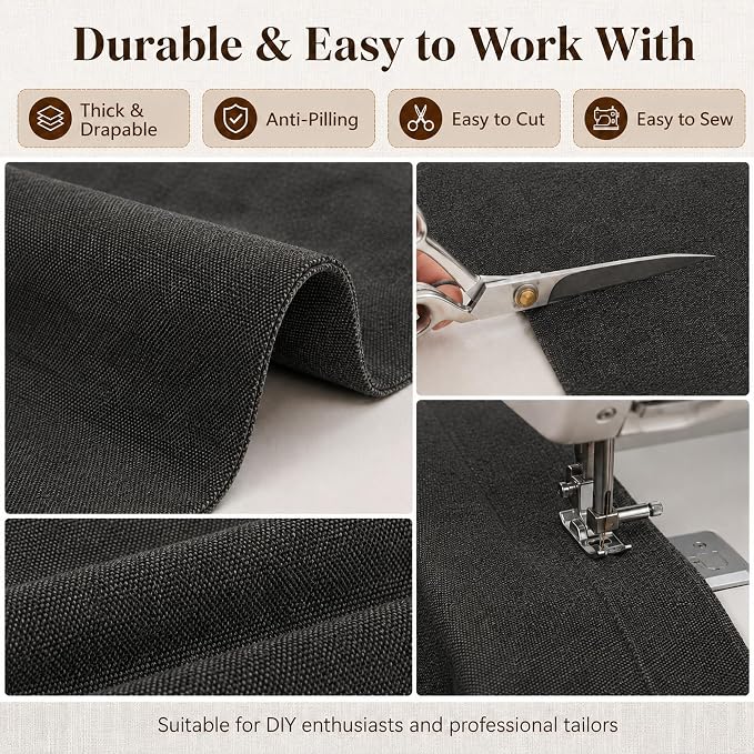 Mini Chenille Linen Blend Upholstery Fabric by the Yard, 57 Inch Wide Soft - Image 5