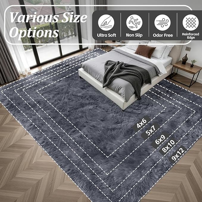Fluffy 5x7 Area Rugs for Living Room Bedroom: Ultra Soft Shag Rug Non-Slip - Image 9