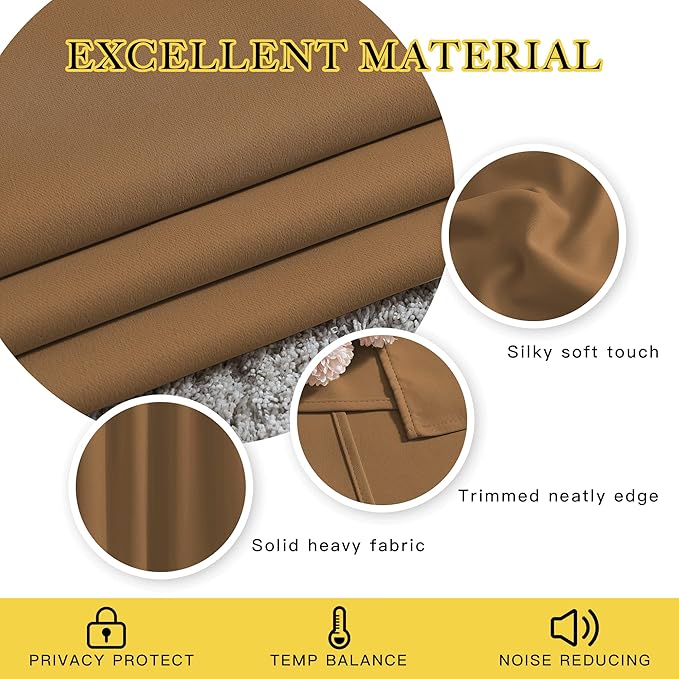 NICETOWN Gold Brown Curtains for Living Room, Grommet 50% Blackout Thermal - Image 4