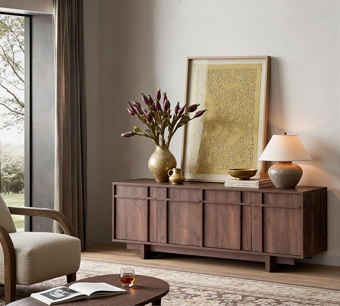TV Stand for 75 Inch TV, Mid Century Modern TV Stand - Image 7