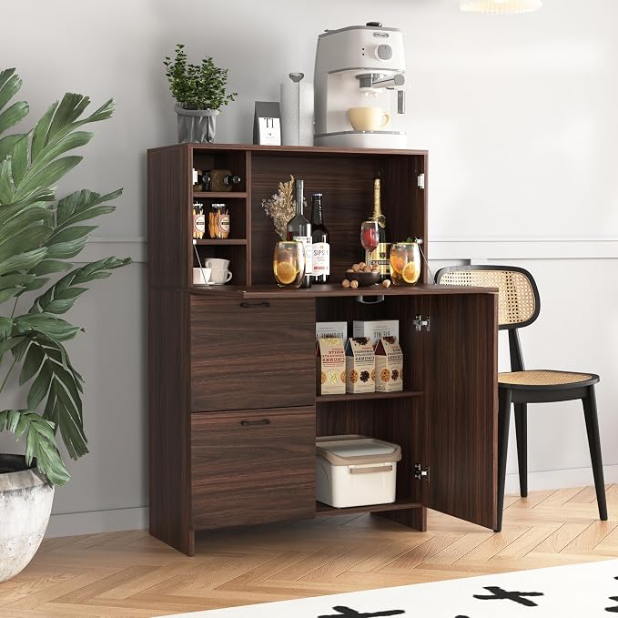 Foldable Desk Cabinet with Storage Drawers & Shelves - Image 3