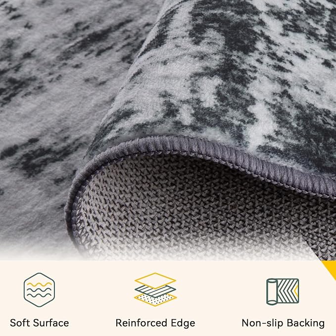 Washable Area Rugs 2'x10' Non-Slip Modern Abstract Soft - Image 6