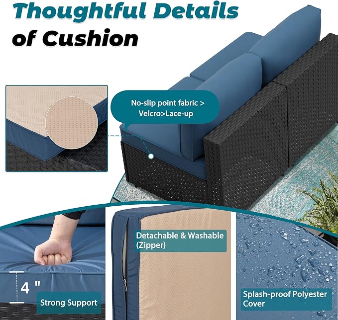 SUNLEI 7pcs Patio Conversation Sets Outdoor Furniture Sets, High Back - Image 4