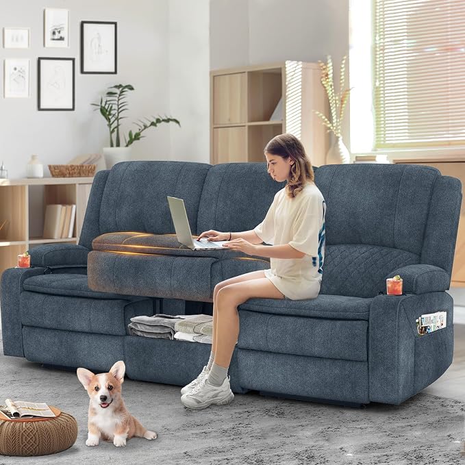 Yolsali 3-Seater Recliner Sofa, Manual Reclining Couch by SavortheHappyMoments
