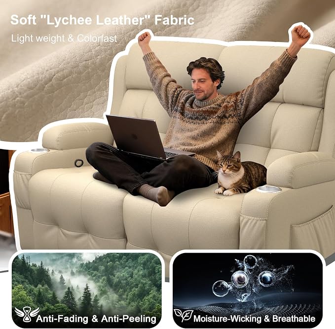 Home Theater Seating Loveseat Recliner Sofa, Wall-Hugger Reclining Couch - Image 8