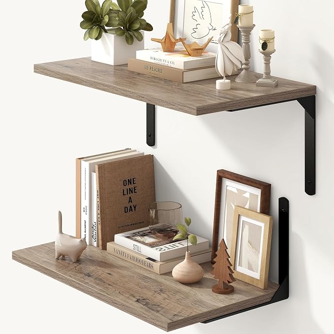 Fun Memories Floating Shelves for Wall, 12 Inch Deep Floating Shelves Set of 2 by FunMemories