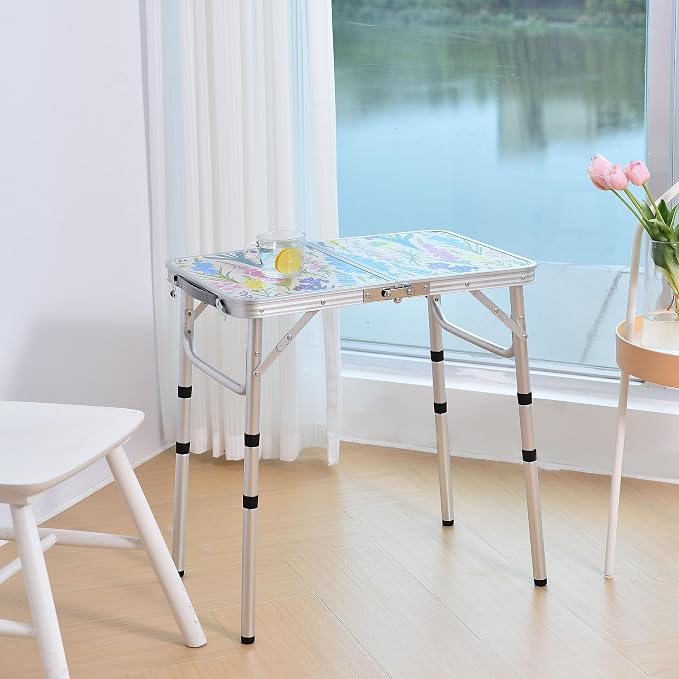 Folding Camping Table 2ft Portable Picnic Table Adjustable Height, Small - Image 2