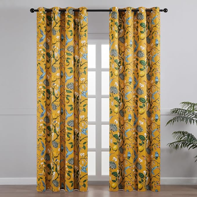 Topfinel 100 Inches Long Mustard Yellow Luxury Curtains - Image 2