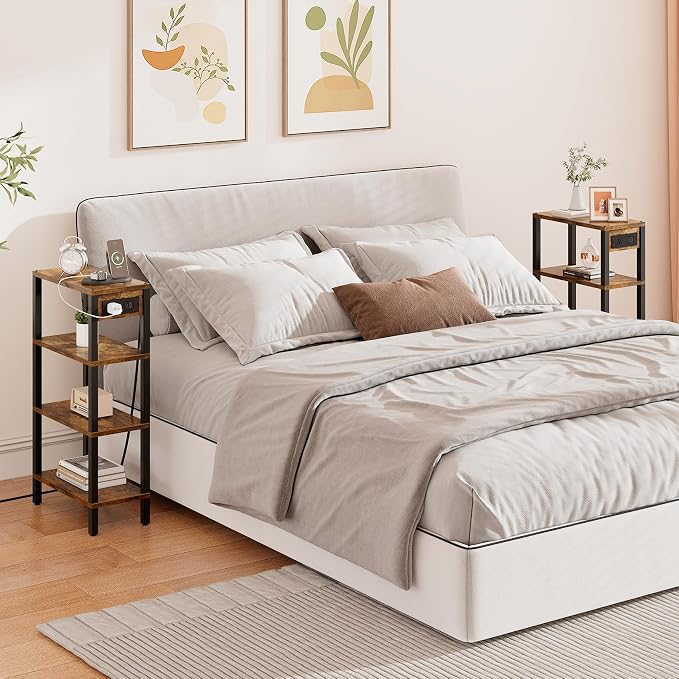 TUTOTAK Narrow Side Table with Charging Station, Small End Table with USB Ports - Image 9