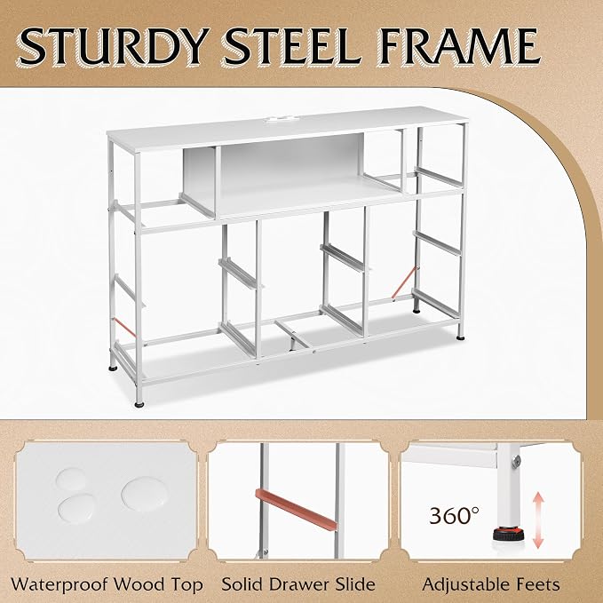 WLIVE White Dresser TV Stand for 45, 55 inch TV, Entertainment Center - Image 8