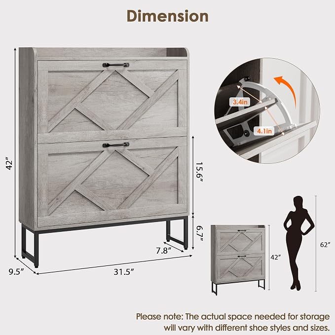 Nicetree Shoe Cabinet Storage for Entryway, Narrow Shoe Storage Cabinet - Image 2