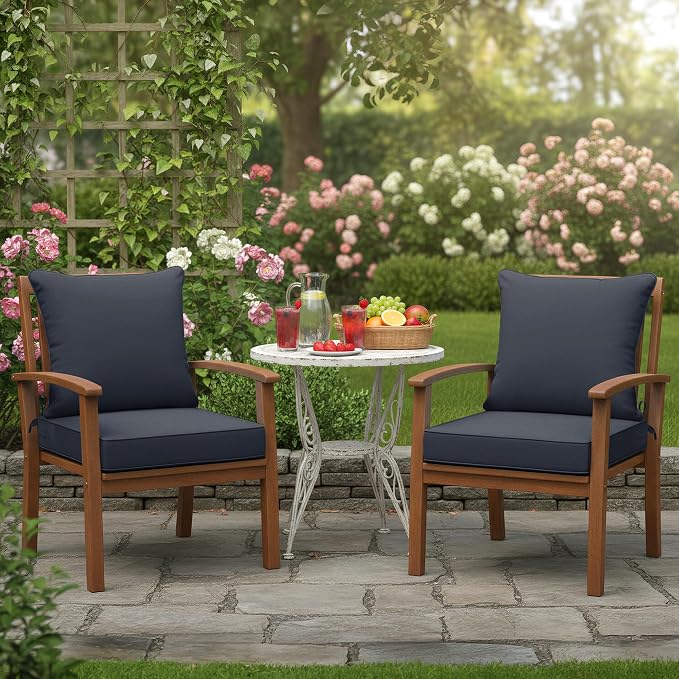 Summsun Patio Chair Cushions Set of 2, Water Resistant Backrest Pillow and Seat - Image 2