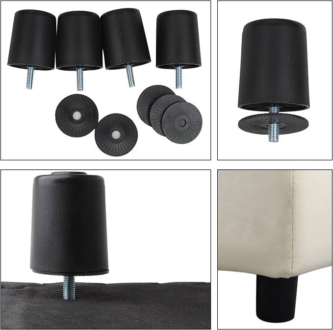 H&B Luxuries Tufted Leather Square Flip Top Storage Ottoman Cube Foot Rest - Image 8