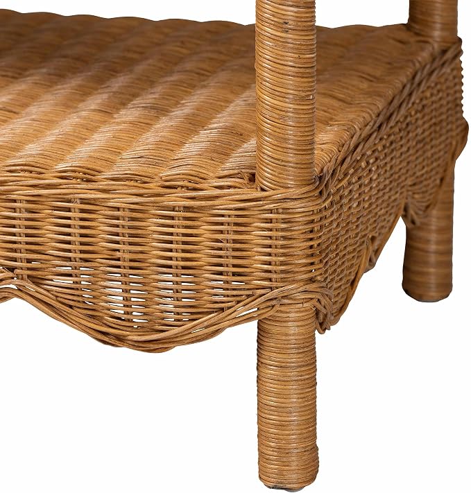 Bali & pari Oteria Bohemian Light Honey Scalloped Rattan Console Table - Image 7