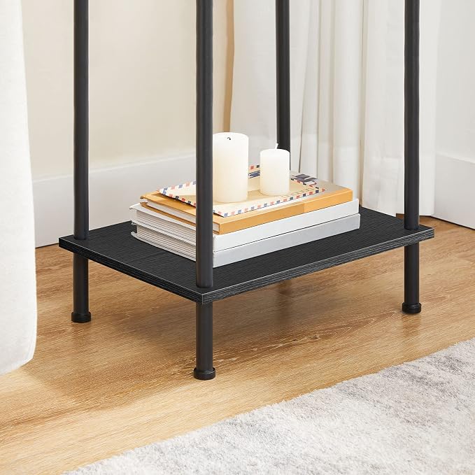 HOOBRO Side Table with Charging Station, Nightstand with 2-Layer Storage Shelves - Image 8
