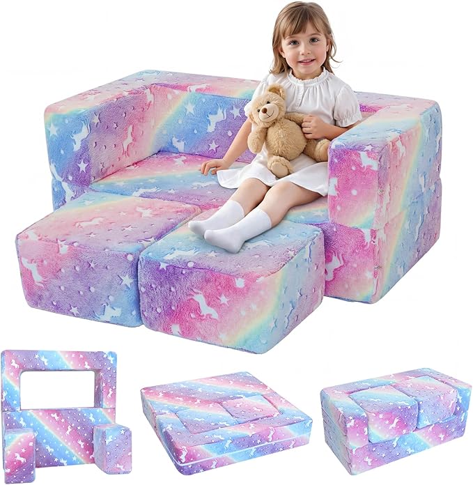 MeMoreCool Glow in the Dark Kids Couch – Modular Fold-Out Toddler Sofa | by MeMoreCool