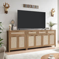 HOKYHOKY 2 Piece Rattan Sideboard Buffet Cabinet, Boho Storage Cabinet by HOKYHOKY