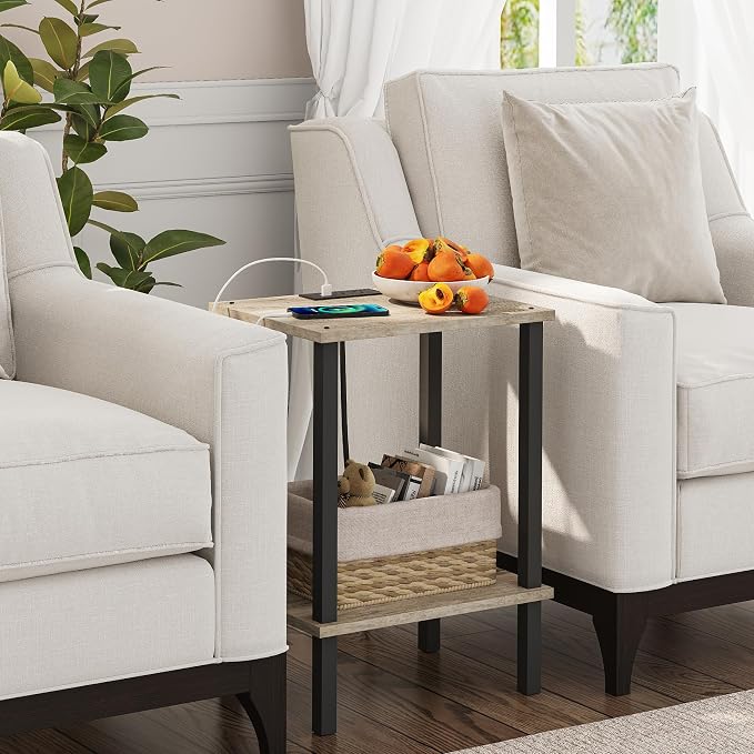 TUTOTAK End Table with Charging Station, Small Side Table with Outlets - Image 4