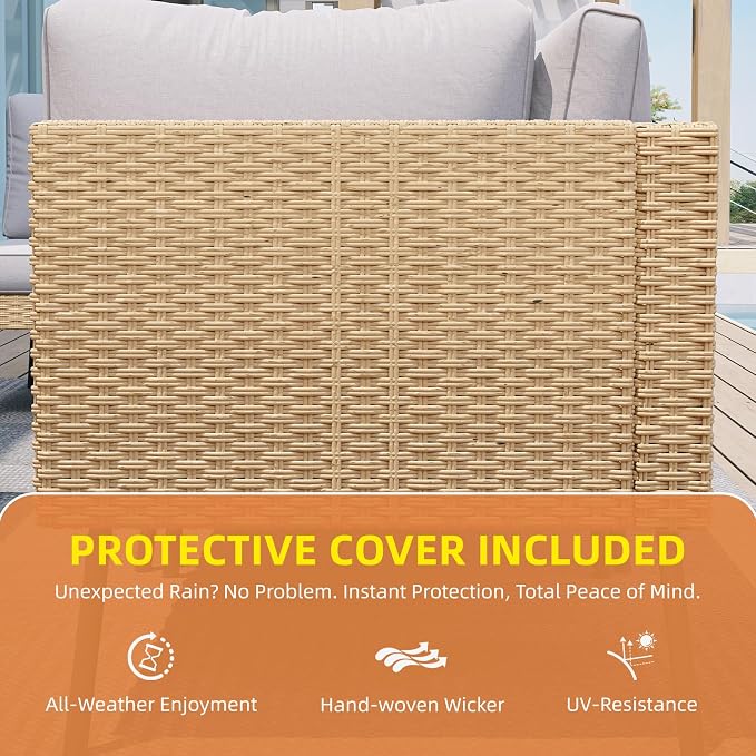 Aoxun 8-Piece Patio Furniture Set, Wicker Outdoor Furniture - Image 7