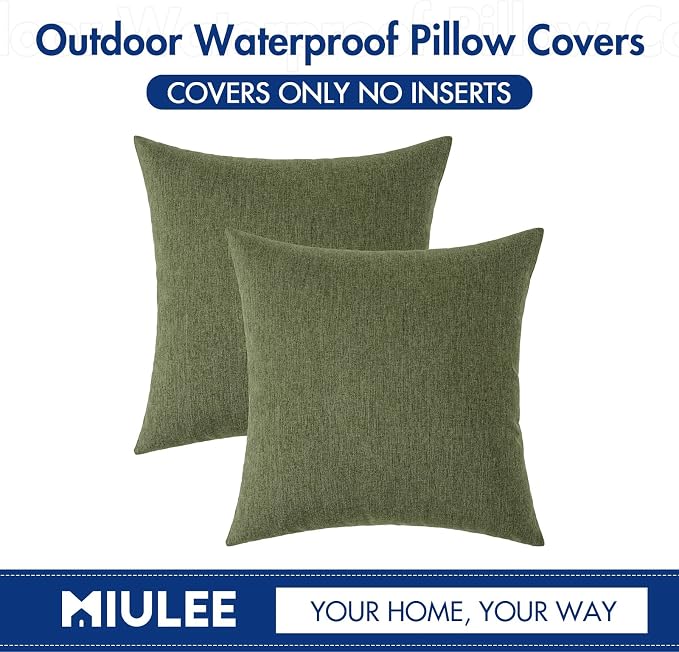 MIULEE Pack of 2 Decorative Outdoor Solid Waterproof Throw Pillow Covers Euro - Image 6