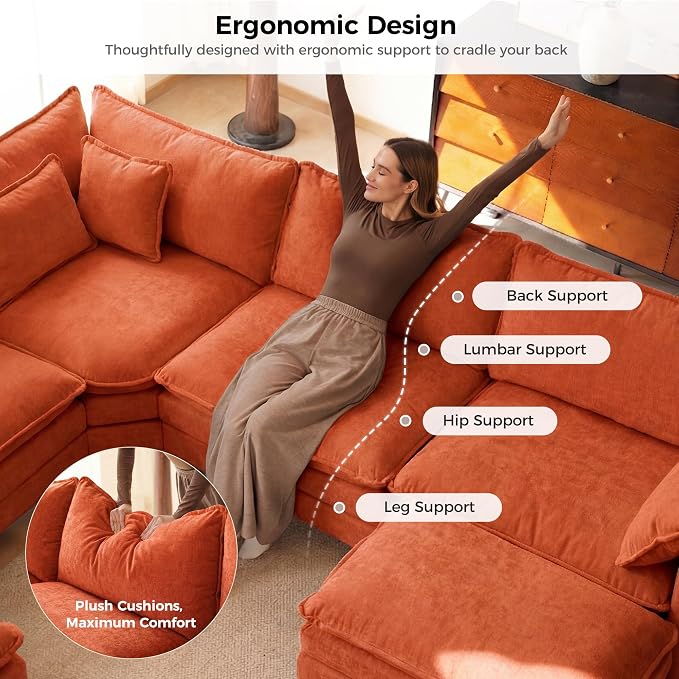 ELUCHANG Oversized 79" Modular Sectional Sofa Bed, Comfy Cloud Couch - Image 6