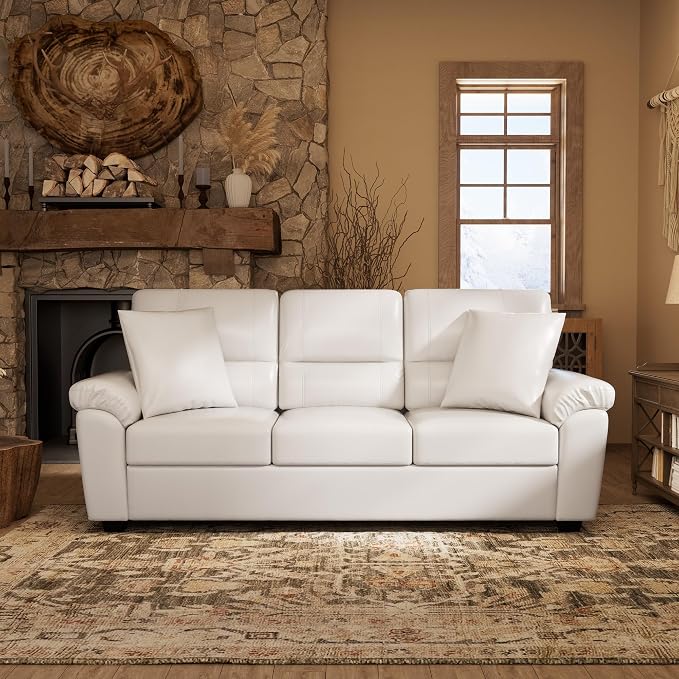 Morden Fort Faux Leather Sofa Couch, Modern Luxury Furniture by MordenFortFurniture
