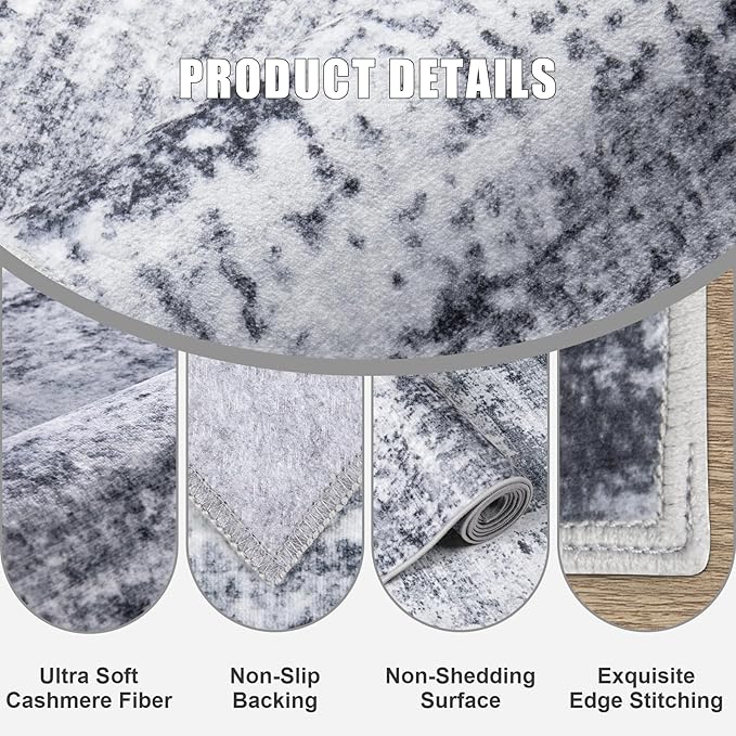 Washable Area Rug 3x8 Entryway Rug: Washable Modern Abstract Soft Thin Rug - Image 6