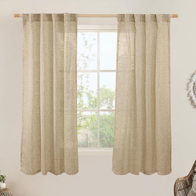 LAMIT Faux Linen Curtains 63 inches Long by LAMIT