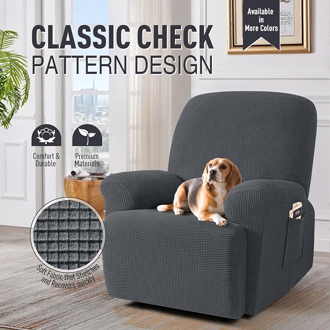 TAOCOCO Recliner Cover 4-Pieces, Recliner Stretch Sofa Slipcover, Recliner - Image 2