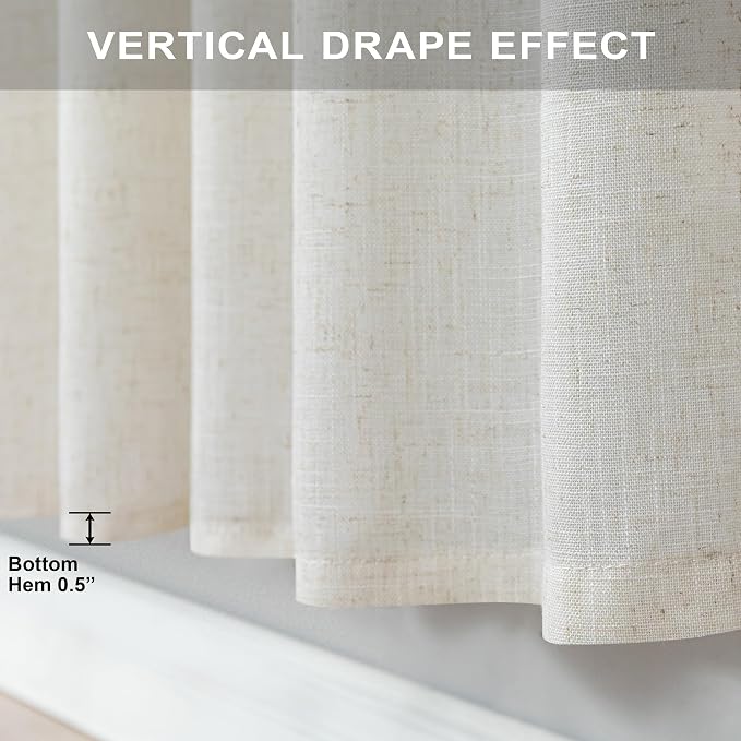 Pitalk Ivory Cream Colored Curtains 90 Inch Length - Image 6