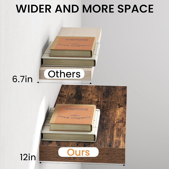 Fun Memories 72 Inch Floating Shelves, 12 Inch Deep Wall Shelf - Image 5