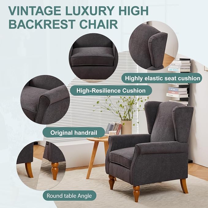 Upholster Accent Armchair & Side Table 2-Piece Set, Chenille Vintage Style - Image 5