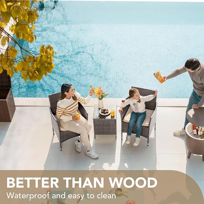Devoko 3 Pieces Patio Furniture Sets Clearance PE Rattan Wicker Chairs - Image 4