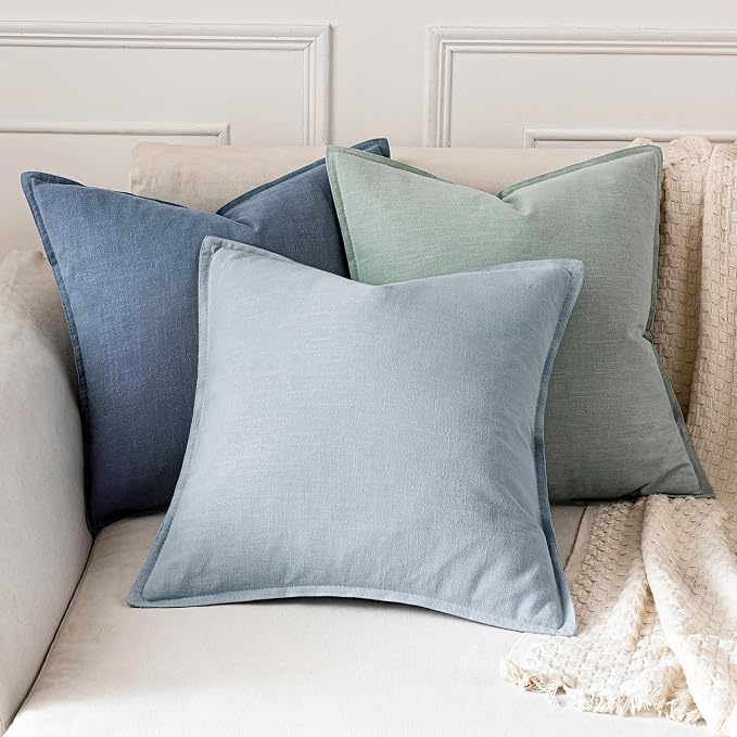 MIULEE Decorative Linen Pillow Covers 20x20 Inch Blue Ashes Boho Farmhouse - Image 5