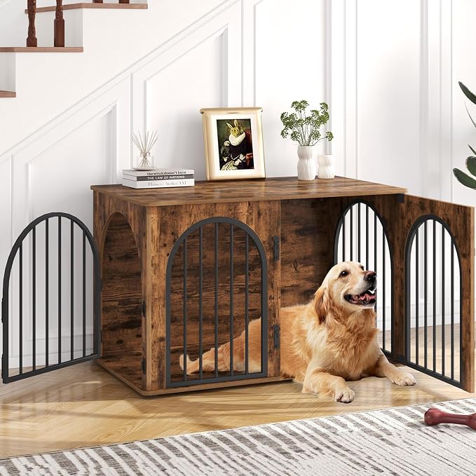 Hzuaneri 39.4" Wooden Dog Crate Furniture, Indoor Dog Kennel Dogs Cage by Hzuaneri