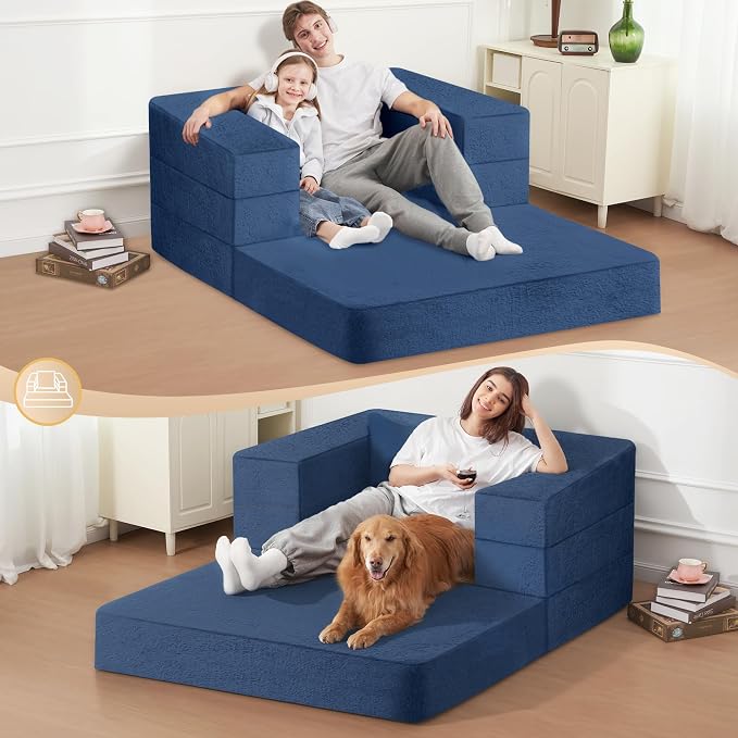 Futon Sofa Bed with Pillow, 3-in-1 Sleeper Sofa Bed with Removable Cover - Image 5