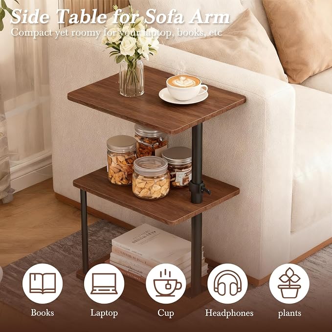 Faesun Swivel Side Table for Couch Arm, Height Adjustable C Shaped End Table - Image 6