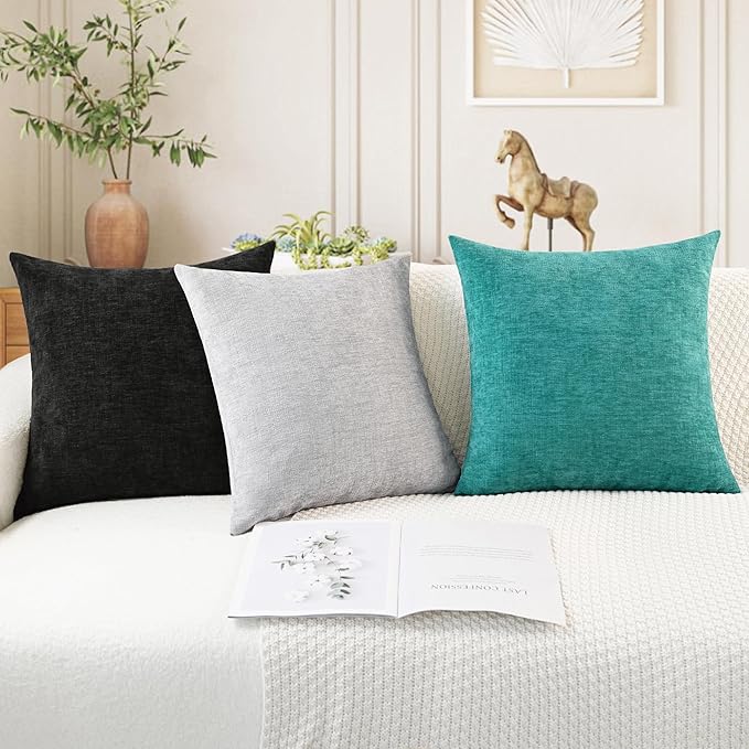 CaliTime Throw Pillow Covers Decorative 20 X 20 Inches Pack of 2 Cozy Chenille - Image 5