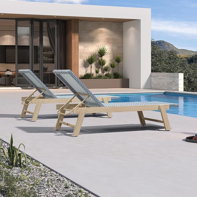 PURPLE LEAF Extra Large Patio Chaise Lounge 2 Pieces French Outdoor Wicker - Image 3