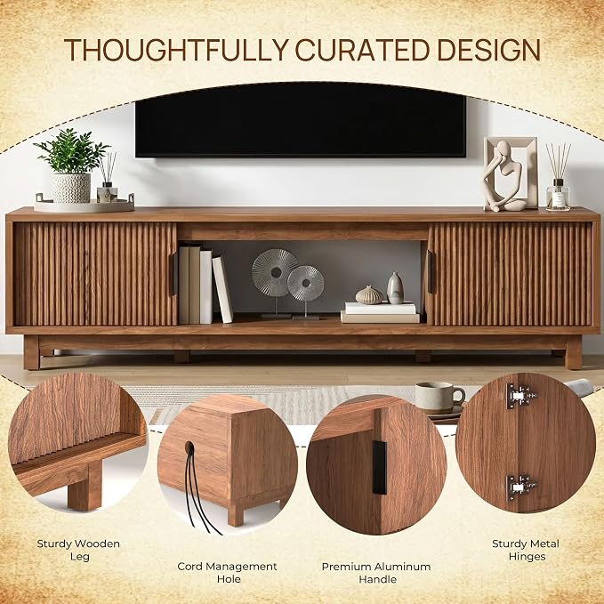 Alpen Fluted TV Stands for Living Room, Wood Television Media Cabinet for - Image 6