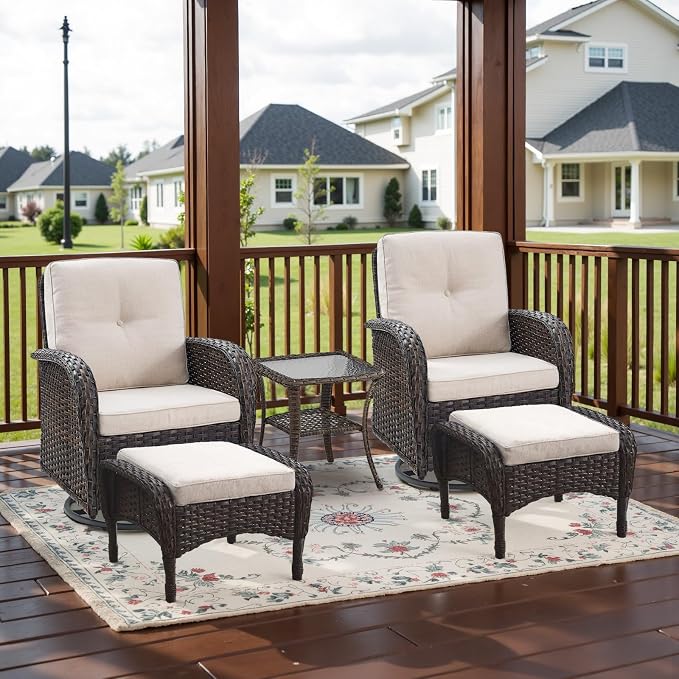 Belord 5 Piece Swivel Rocker Glider Outdoor Chairs Set of 2 by Belord