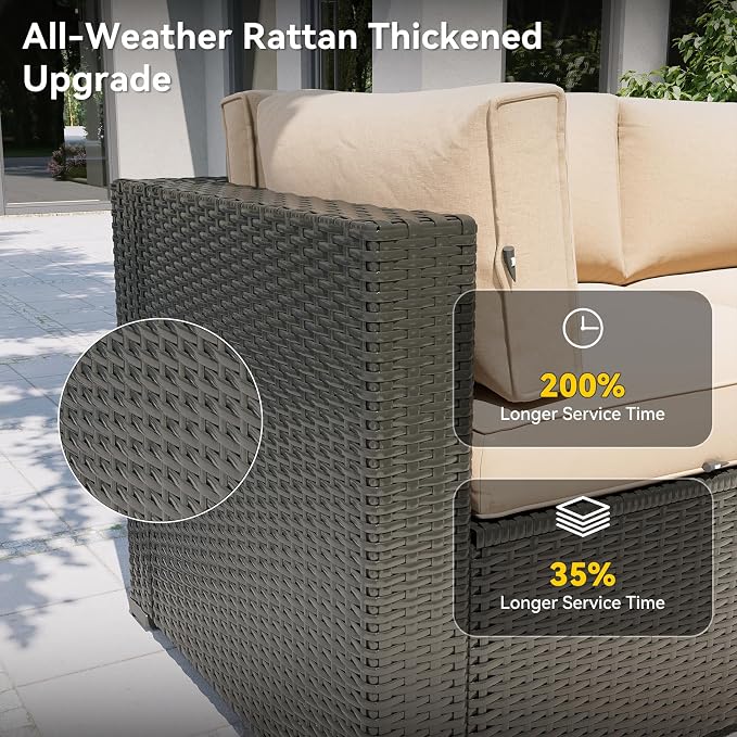 Aoxun Patio Furniture Set, 7 Piece Outdoor Sectional Sofas - Image 4