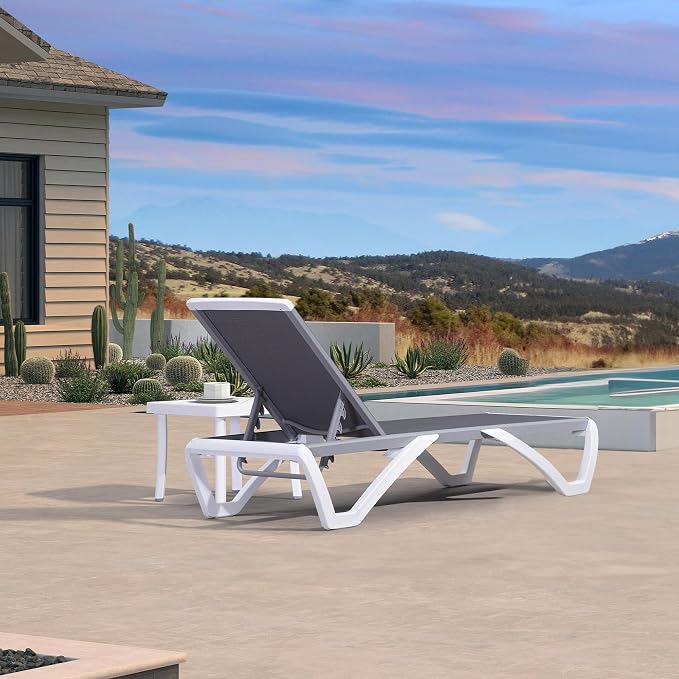 PURPLE LEAF Patio Chaise Lounge Chair Set Outside Aluminum Plastic Stackable - Image 3