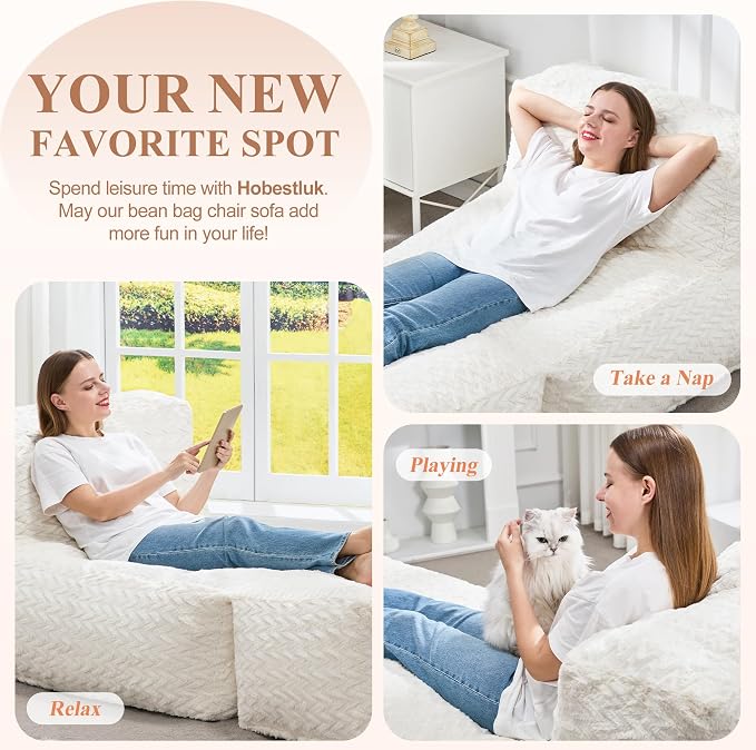 Hobestluk Bean Bag Chair Big Bean Bag Lounger - Image 7