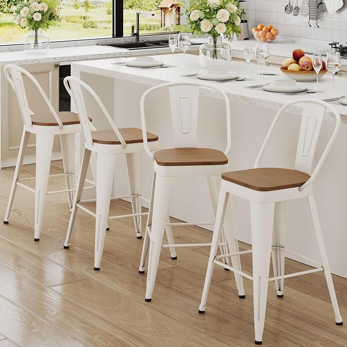 Andeworld Metal Bar Stools Set of 4, 26 inch Counter Height Barstools by Andeworld
