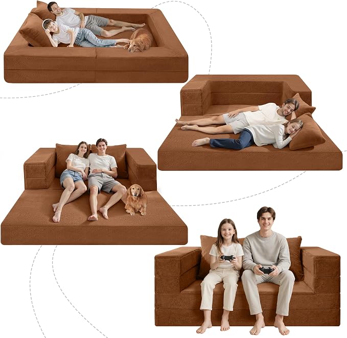 Futon Sofa Bed with Pillow, 3-in-1 Sleeper Sofa Bed with Removable Cover - Image 9