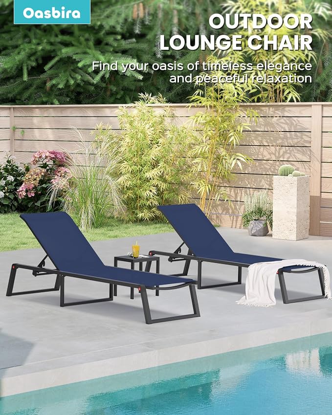 Aluminum Chaise Lounge Chair Outdoor, Foldable& No Assembly Patio Pool Lounge - Image 6
