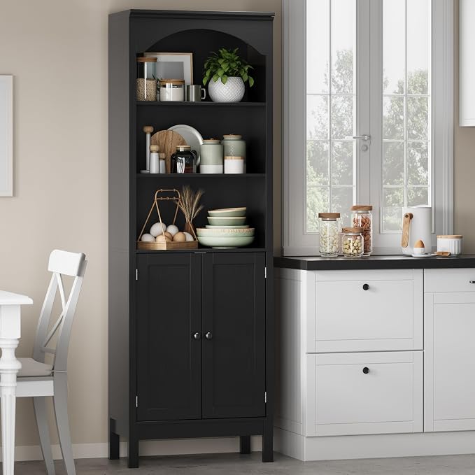 Bookshelf with Doors, Floor Standing Display Storage Cabinet - Image 9